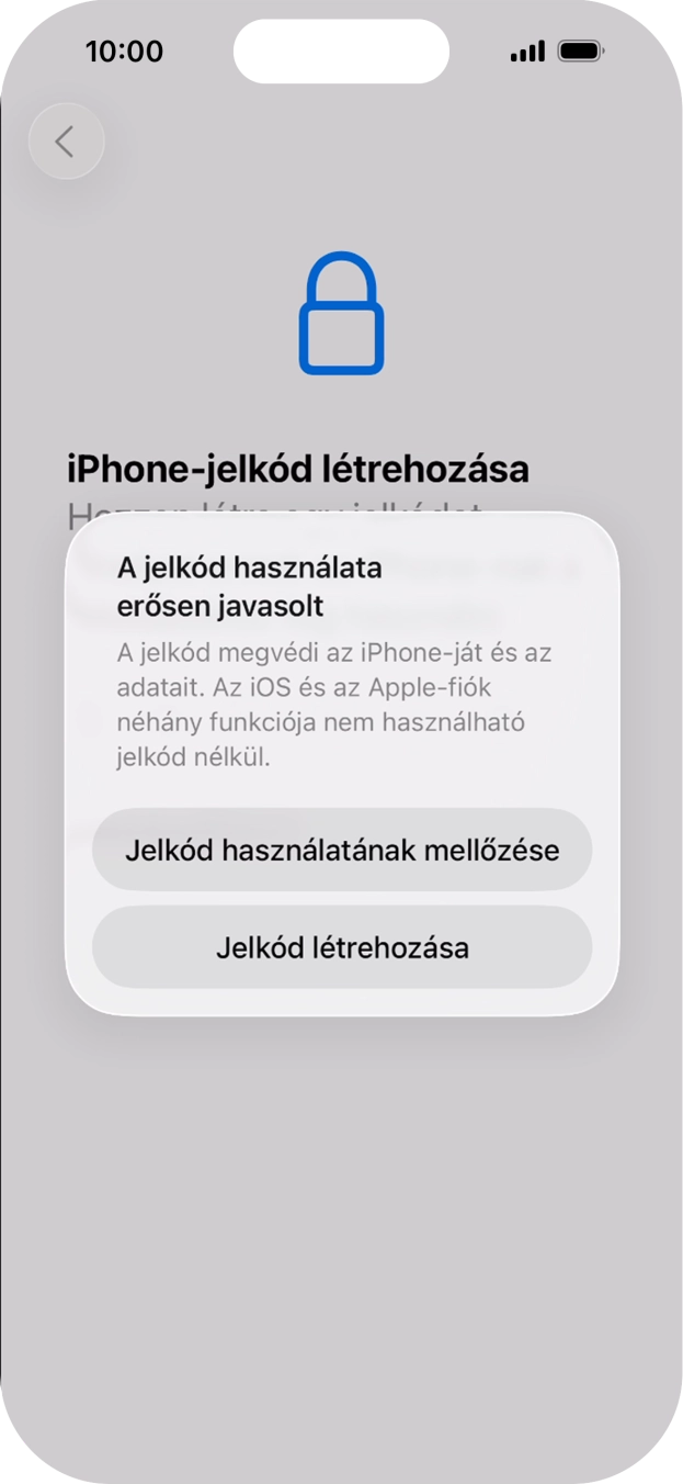 Ha kikapcsolod a funkciót, válaszd a Jelkód használatának mellőzése lehetőséget.