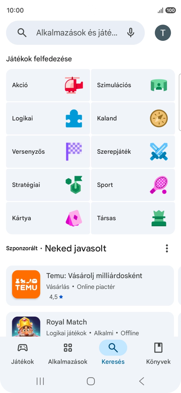 Kattints a keresés mezőre.