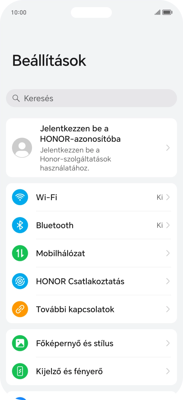 Válaszd a Mobilhálózat lehetőséget. Válaszd a Mobilhálózat lehetőséget.