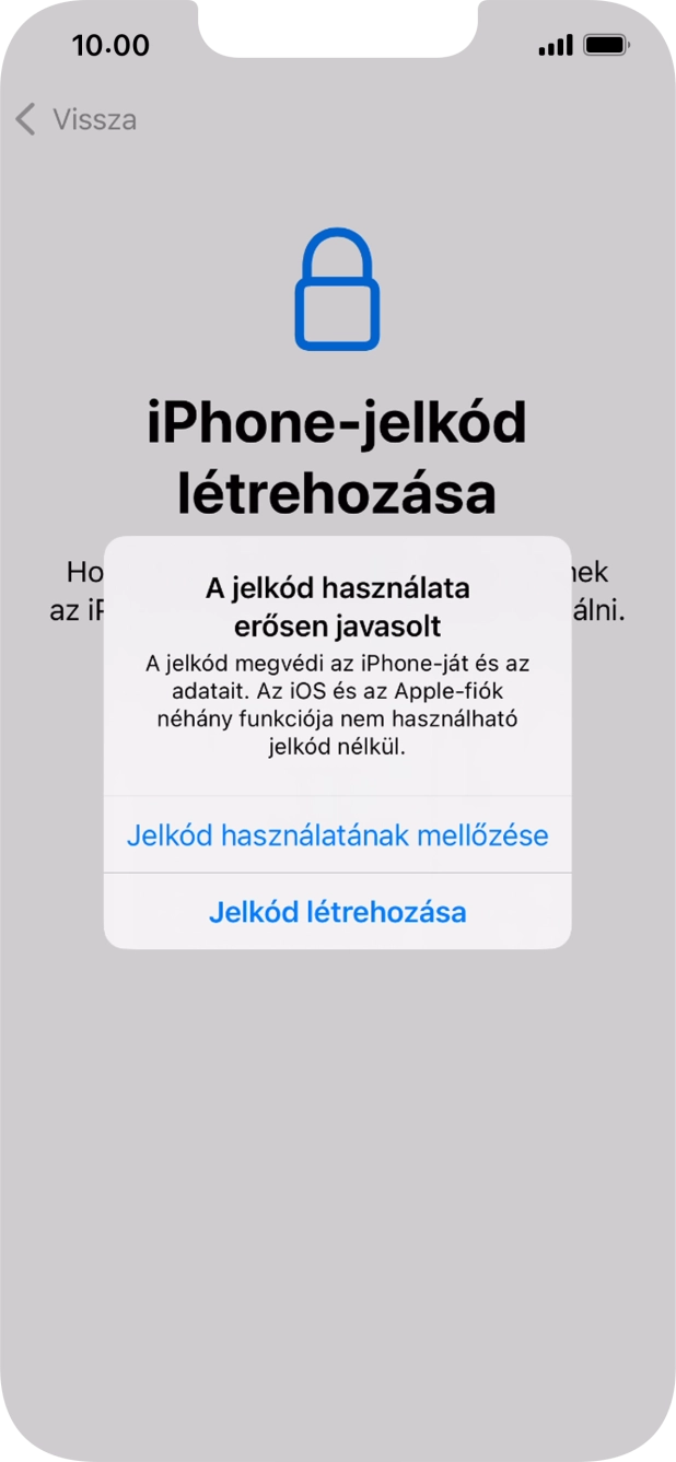 Ha kikapcsolod a funkciót, válaszd a Jelkód használatának mellőzése lehetőséget.