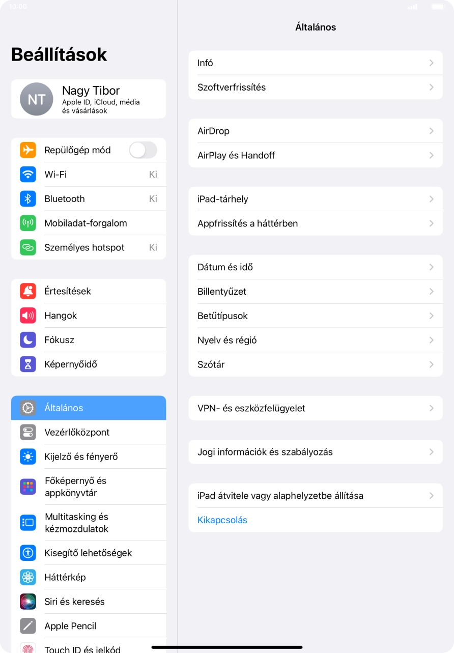 Válaszd az „iPad átvitele vagy alaphelyzetbe állítása” lehetőséget.