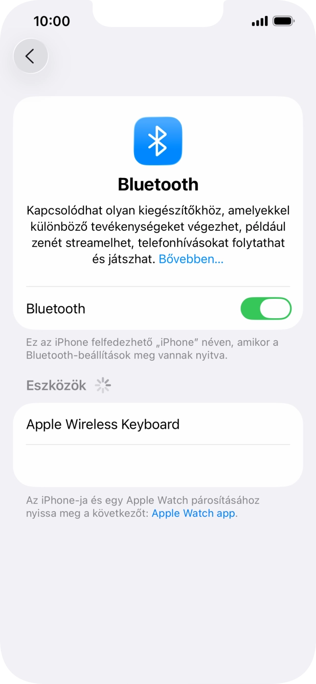 Válaszd ki a kívánt Bluetooth-eszközt, és kövesd a kijelzőn megjelenő utasításokat annak telefonodhoz történő csatlakoztatásához. Válaszd ki a kívánt Bluetooth-eszközt, és kövesd a kijelzőn megjelenő utasításokat annak telefonodhoz történő csatlakoztatásához.