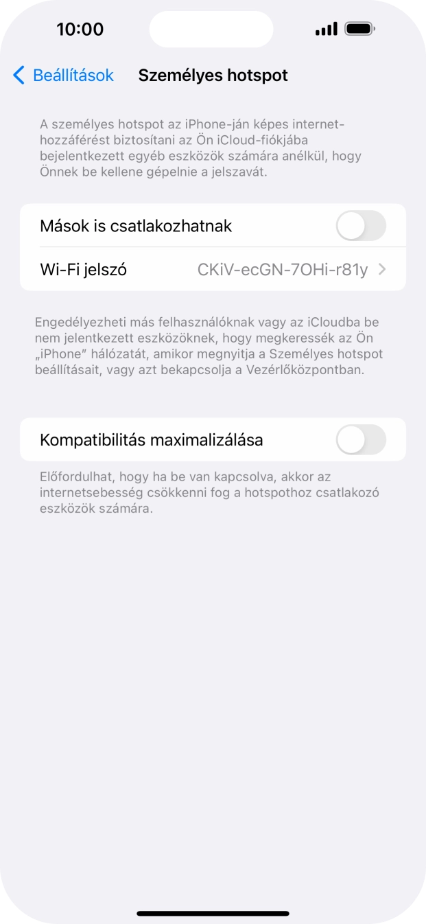 Kattints a Wi-Fi jelszó mezőre, és írd be a kívánt jelszót. Kattints a Wi-Fi jelszó mezőre, és írd be a kívánt jelszót.