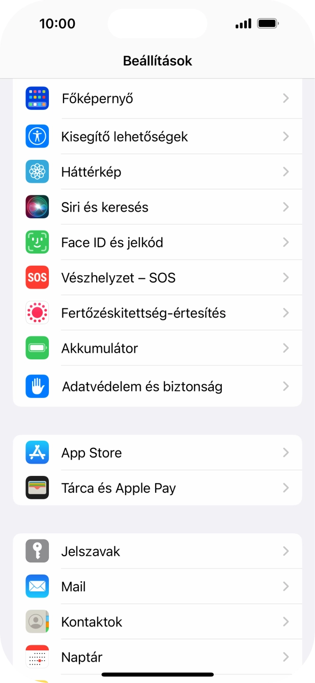 Válaszd a Face ID és jelkód lehetőséget.