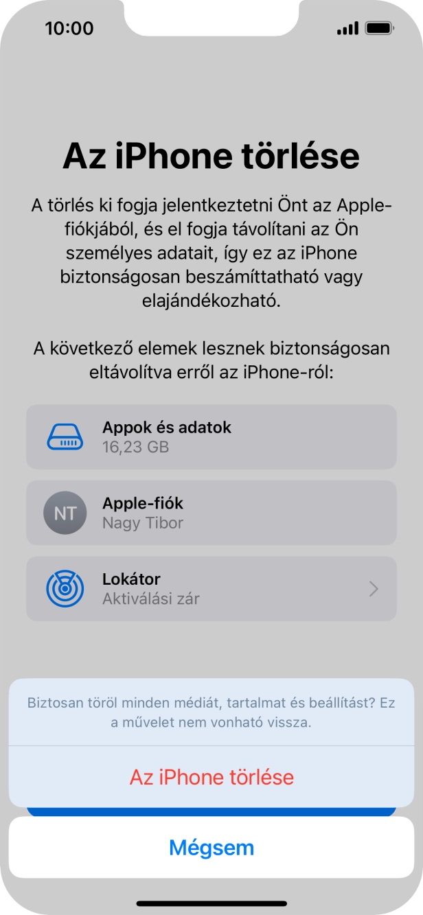 Válaszd Az iPhone törlése lehetőséget.