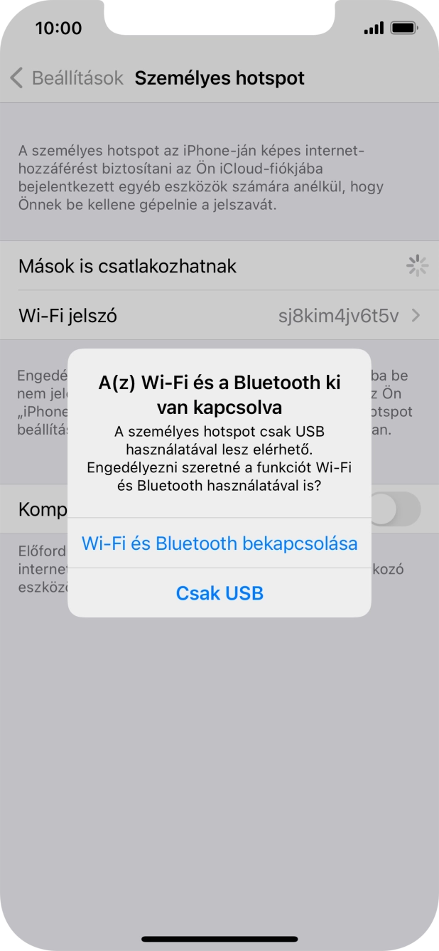 Amennyiben be van kapcsolva a Wi-Fi, válaszd a Wi-Fi és Bluetooth bekapcsolása lehetőséget.