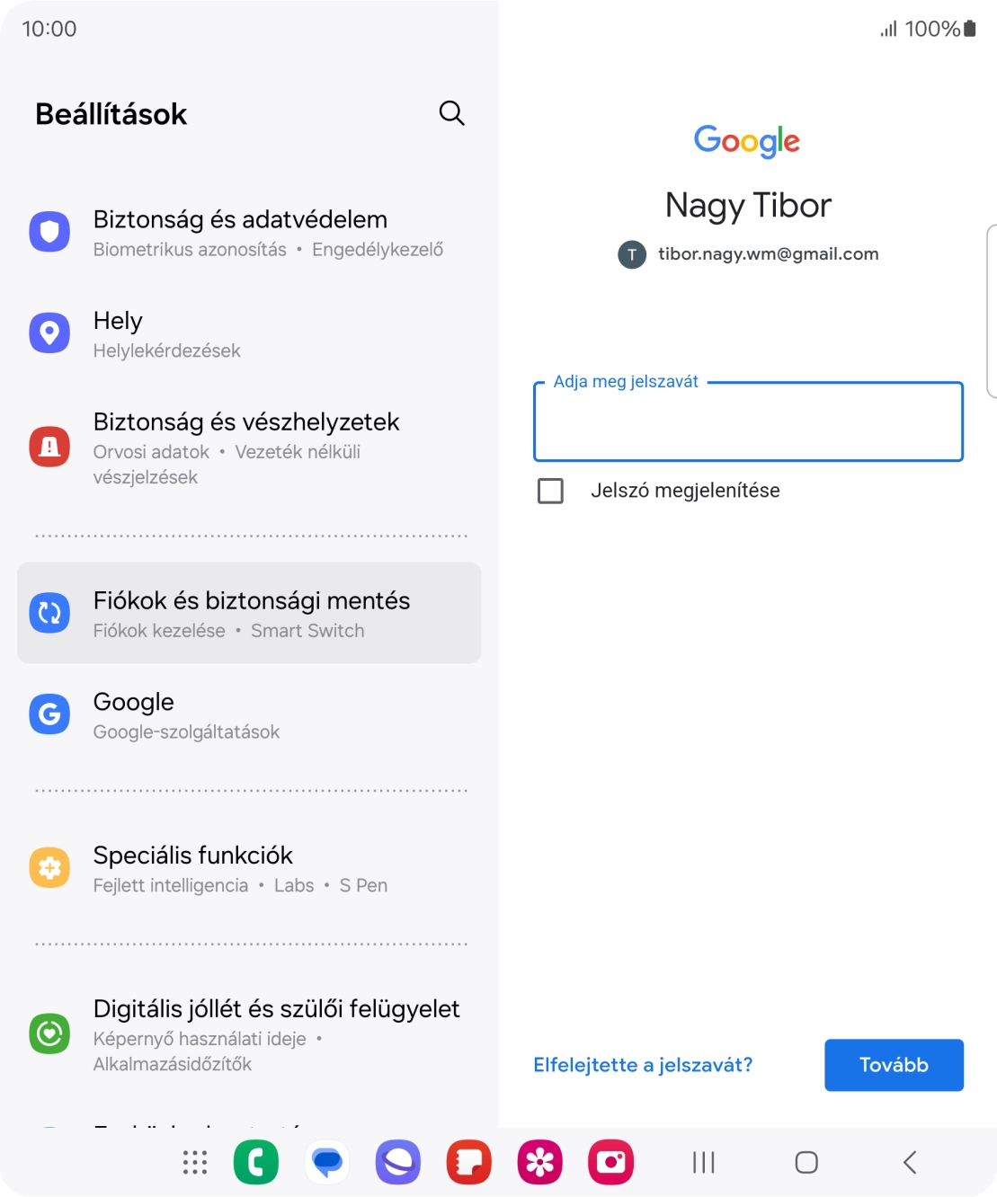 Kattints az „Adja meg jelszavát” alatti mezőre, és írd be a Google-fiókodhoz tartozó jelszót.