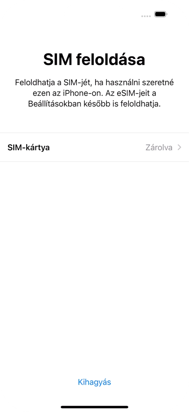 Válaszd a SIM-kártya lehetőséget.