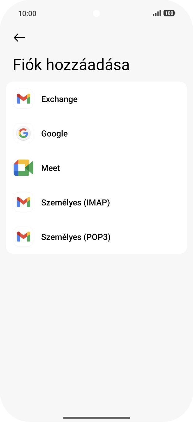 Válaszd a Személyes (IMAP) lehetőséget.