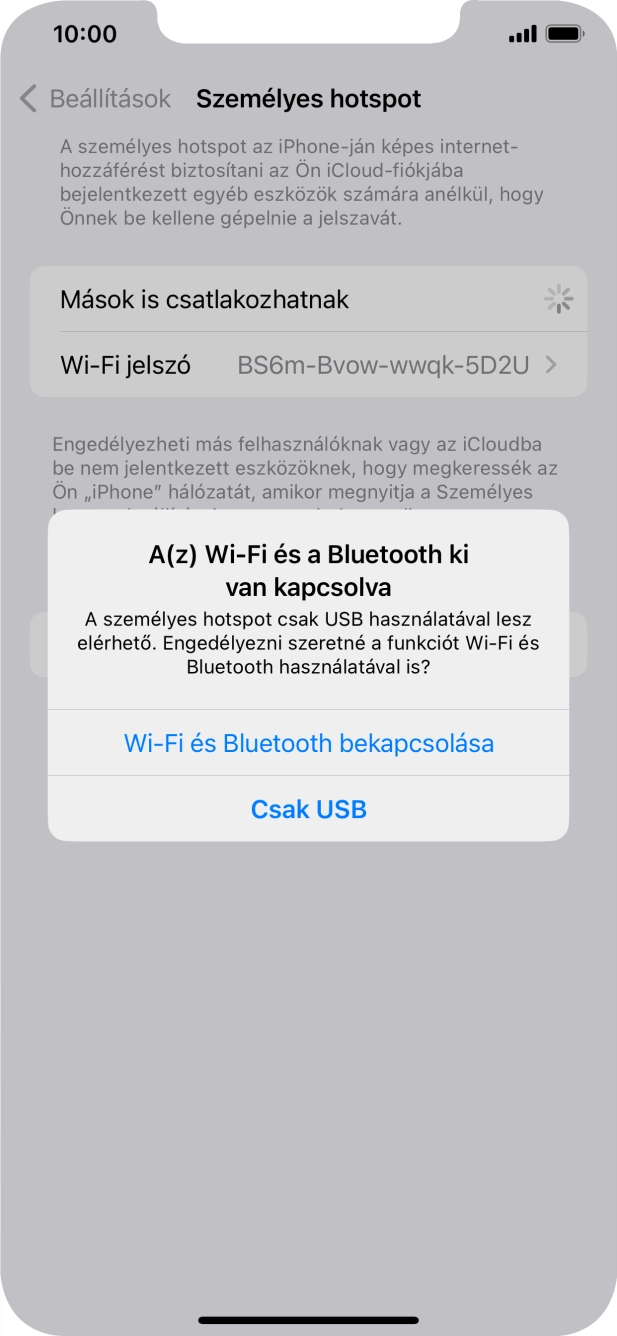 Amennyiben ki van kapcsolva a Wi-Fi, válaszd a Wi-Fi és Bluetooth bekapcsolása lehetőséget.
