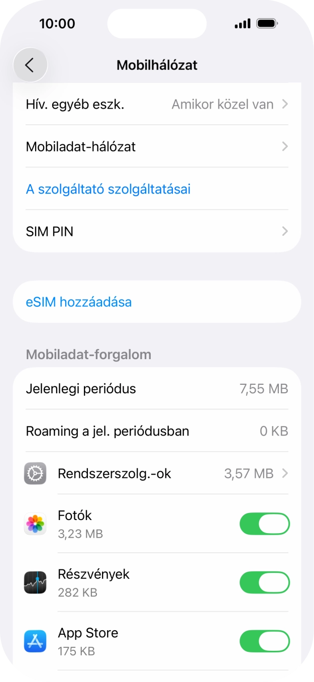 Válaszd az eSim hozzáadása lehetőséget. Válaszd az eSim hozzáadása lehetőséget.