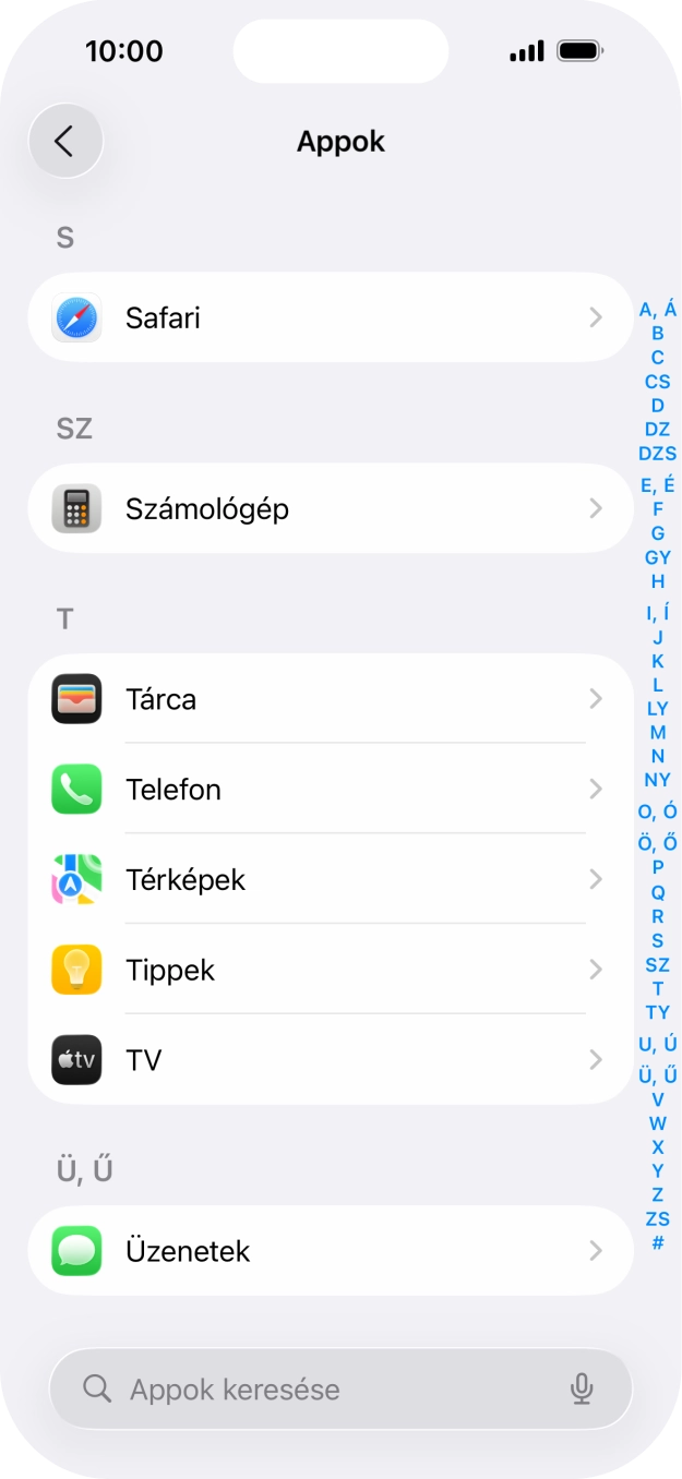 Válaszd az Üzenetek lehetőséget. Válaszd az Üzenetek lehetőséget.