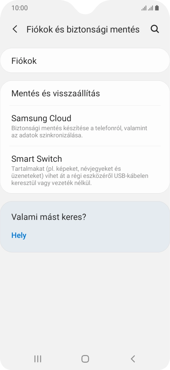 Válaszd a Fiókok lehetőséget.