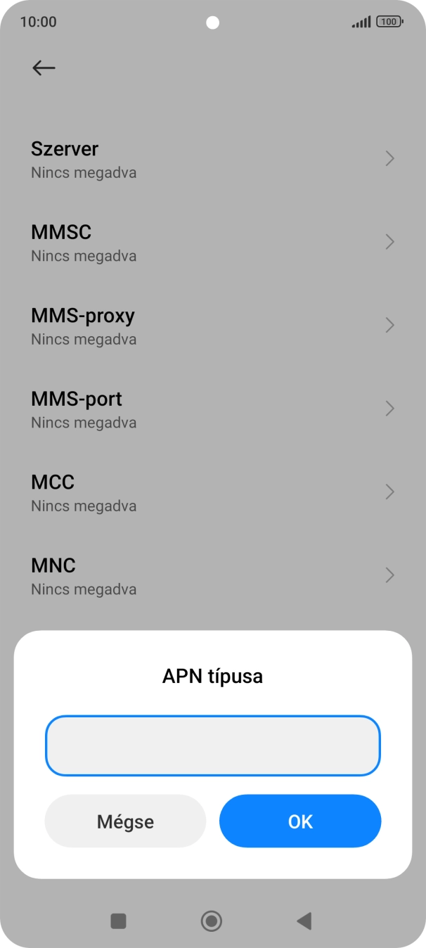 Írd be azt, hogy mms, és válaszd az OK lehetőséget.
