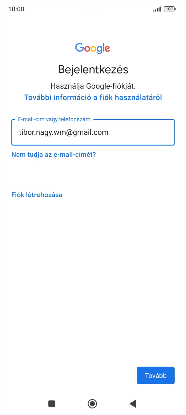 Válaszd a Tovább lehetőséget.