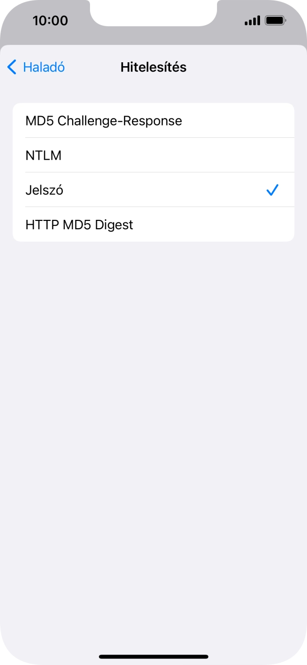 Válaszd a Jelszó lehetőséget.