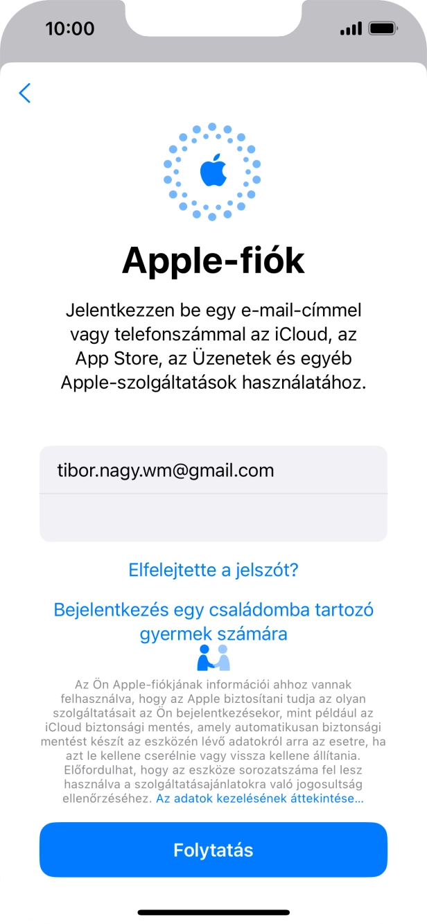 Válaszd a Folytatás lehetőséget.
