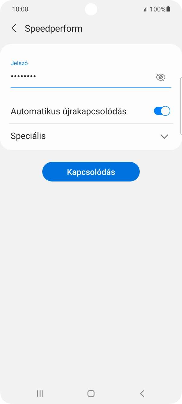 Írd be a Wi-Fi hálózatodhoz tartózó jelszót, és válaszd a Kapcsolódás lehetőséget. Írd be a Wi-Fi hálózatodhoz tartózó jelszót, és válaszd a Kapcsolódás lehetőséget.