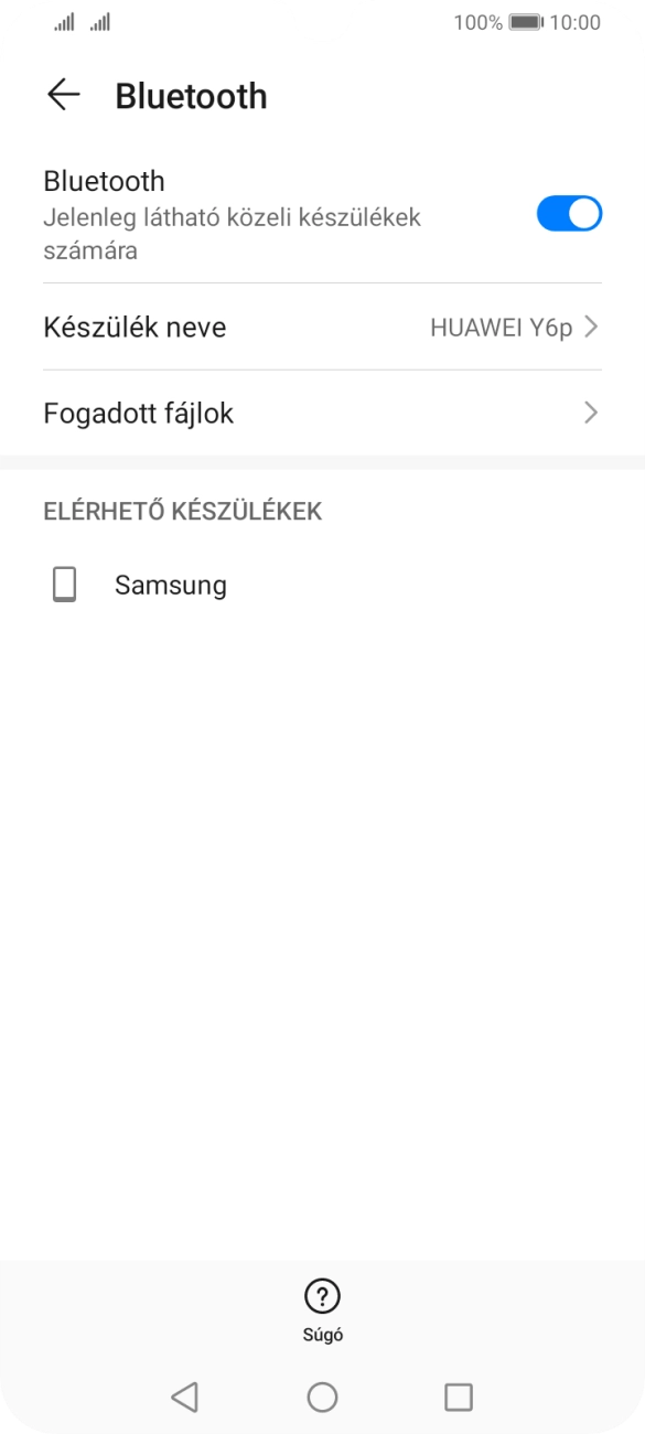 Válaszd ki a kívánt Bluetooth-eszközt, és kövesd a kijelzőn megjelenő utasításokat annak telefonodhoz történő csatlakoztatásához. Válaszd ki a kívánt Bluetooth-eszközt, és kövesd a kijelzőn megjelenő utasításokat annak telefonodhoz történő csatlakoztatásához.