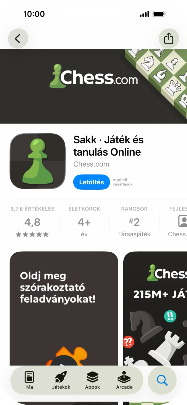 Válaszd a Letöltés lehetőséget, és kövesd a képernyőn megjelenő utasításokat az alkalmazás telepítéséhez. Válaszd a Letöltés lehetőséget, és kövesd a képernyőn megjelenő utasításokat az alkalmazás telepítéséhez.