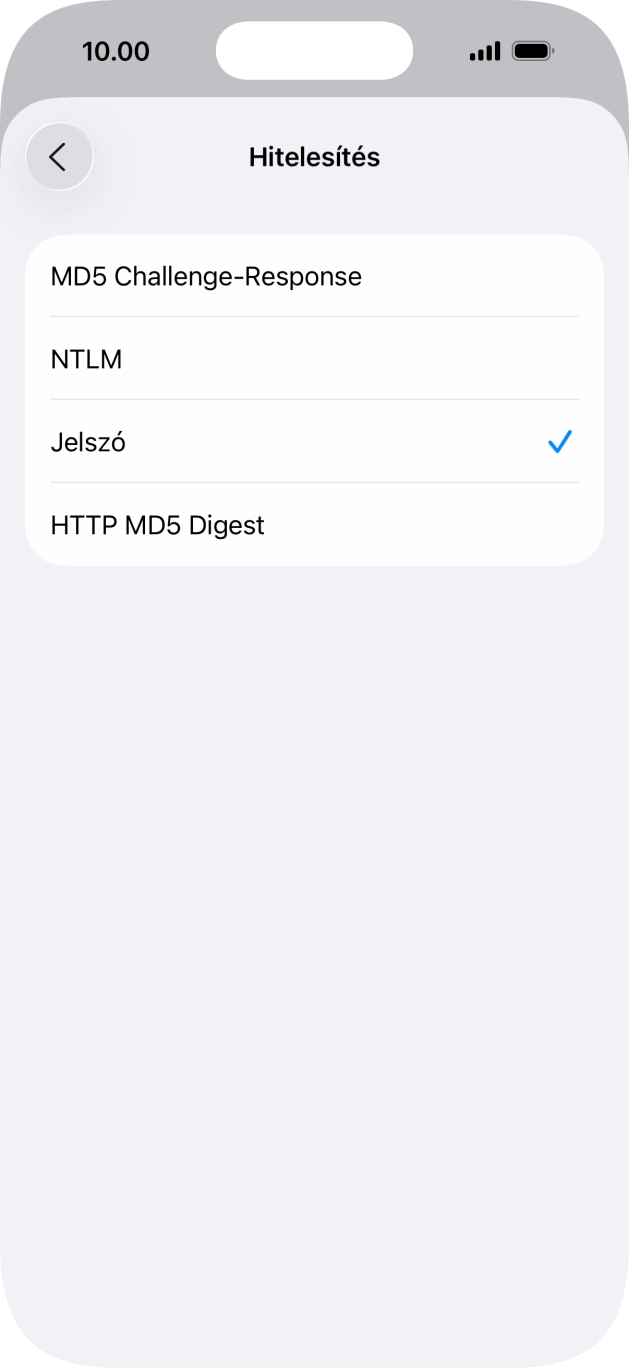 Válaszd a Jelszó lehetőséget.