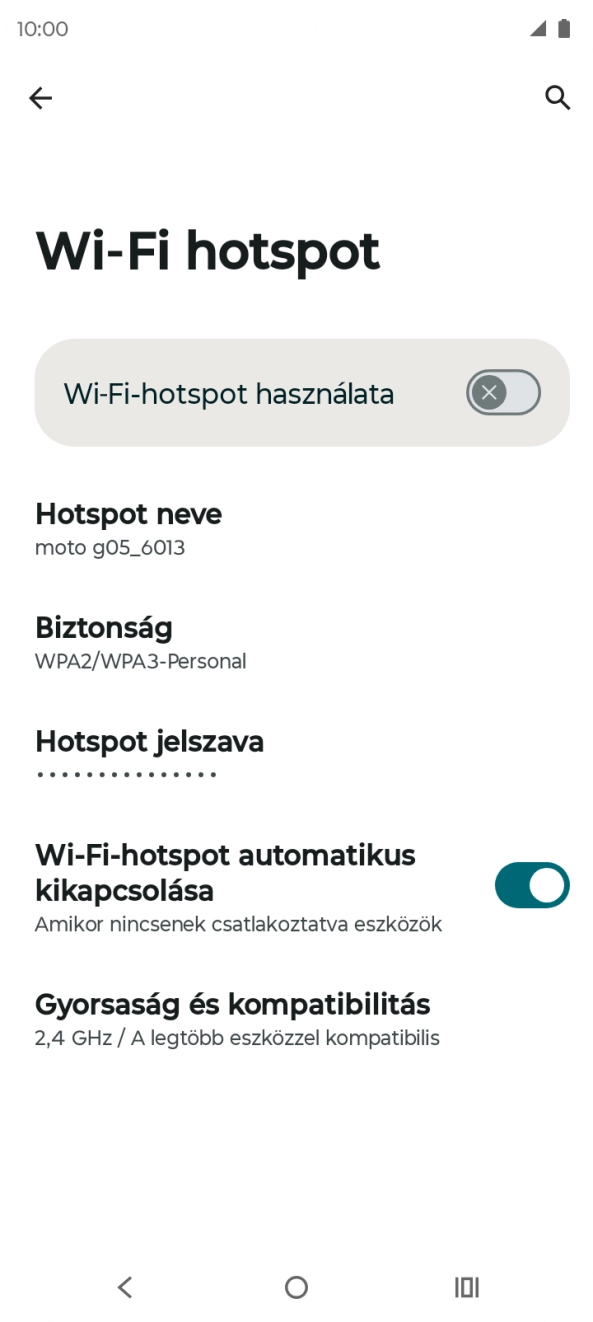 Válaszd a Hotspot neve lehetőséget.