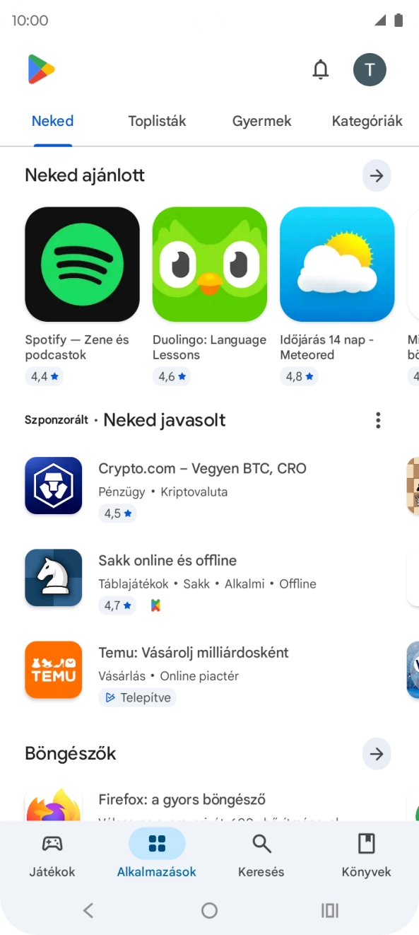 Válaszd a Keresés lehetőséget.