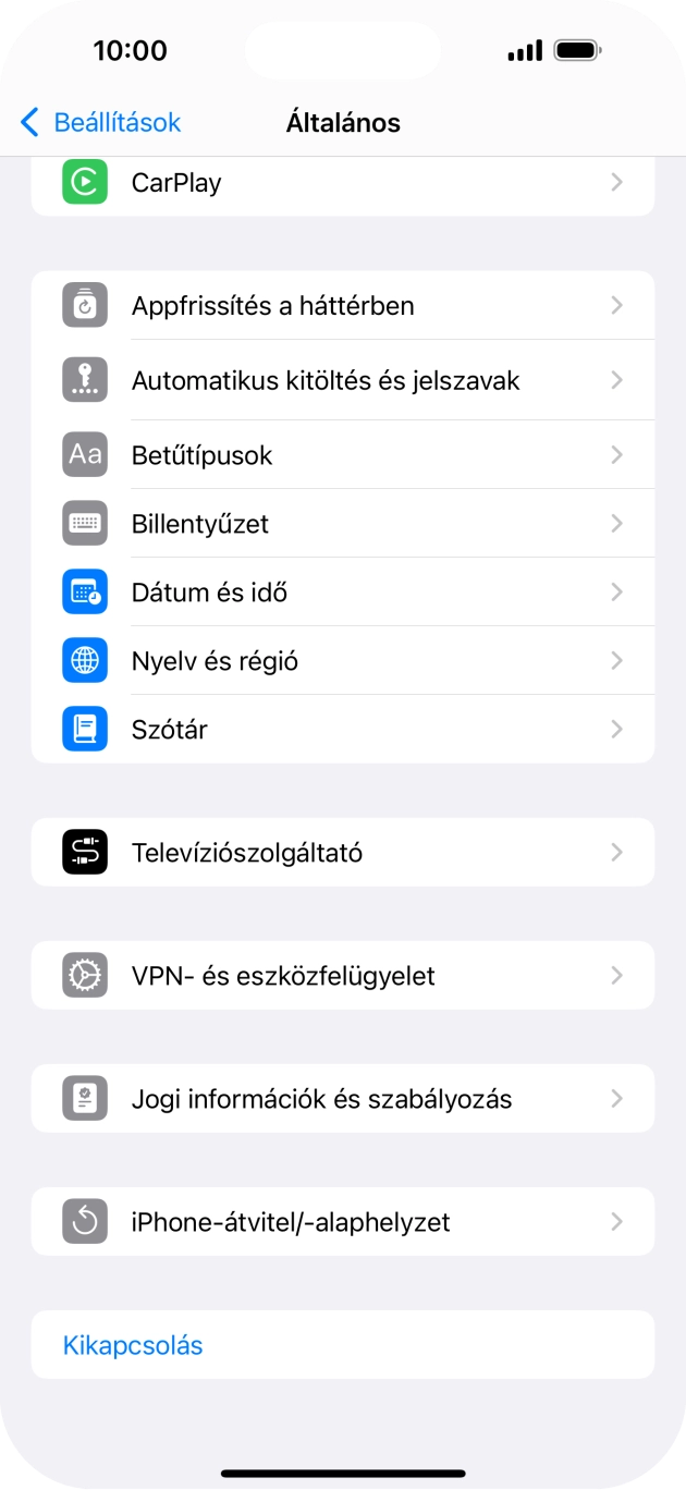 Válaszd az „iPhone-átvitel/-alaphelyzet” lehetőséget.