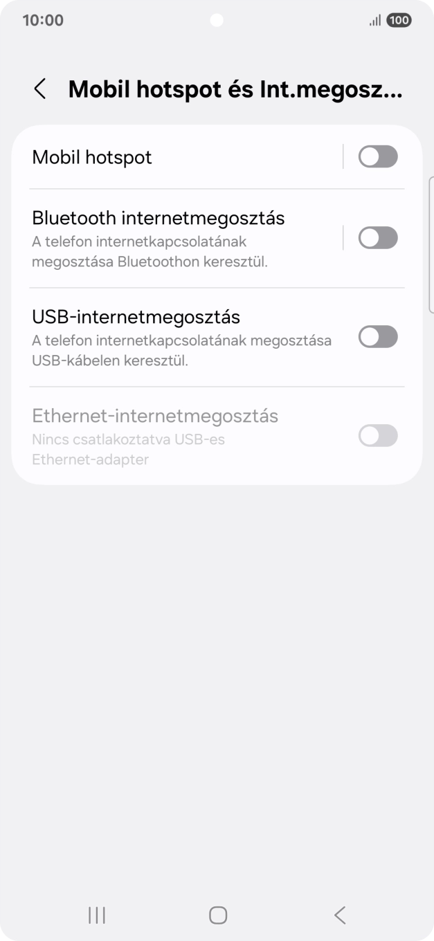Válaszd a Mobil hotspot lehetőséget. Válaszd a Mobil hotspot lehetőséget.