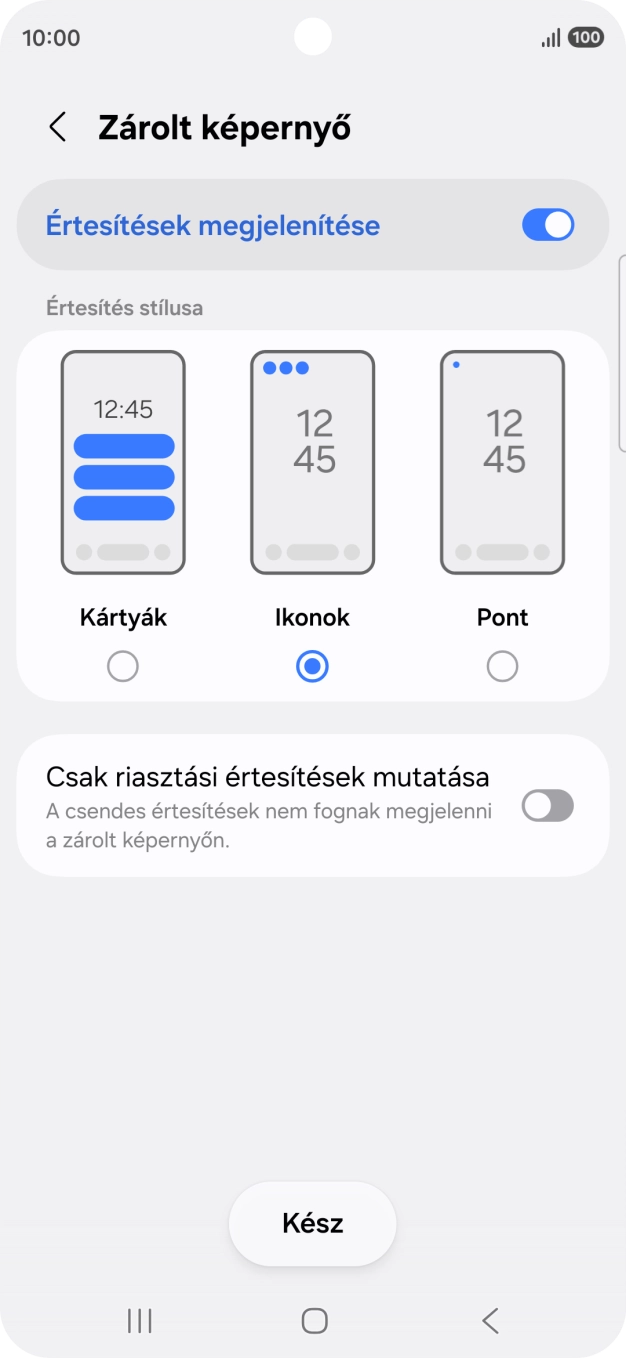 Válaszd a kívánt beállításokat a funkciók be- vagy kikapcsolásához.