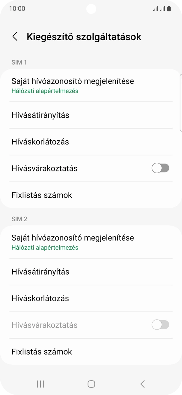 Kattints a „Hívásvárakoztatás” melletti csúszkára a funkció be- vagy kikapcsolásához.