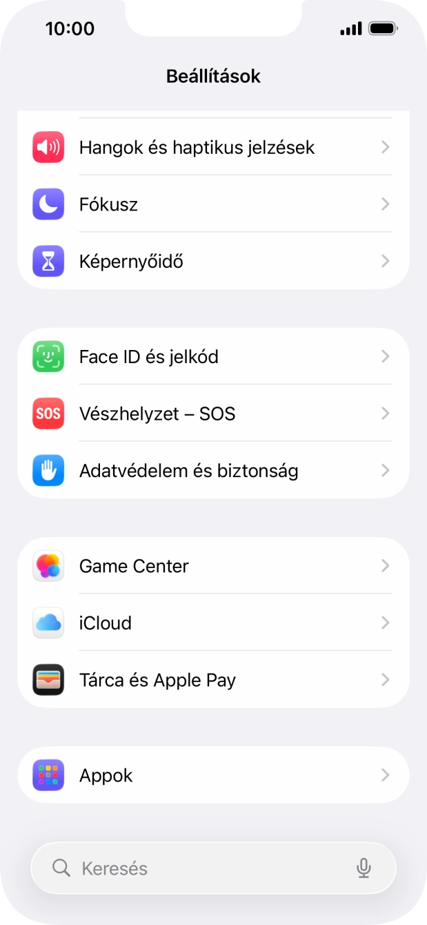 Válaszd a Face ID és jelkód lehetőséget.