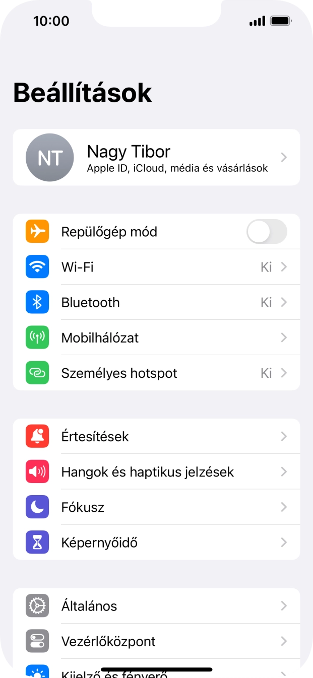 Válaszd a Személyes hotspot lehetőséget.