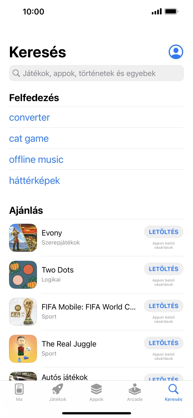 Kattints a keresés mezőre, és írd be a keresett alkalmazás nevét vagy tárgykörét.