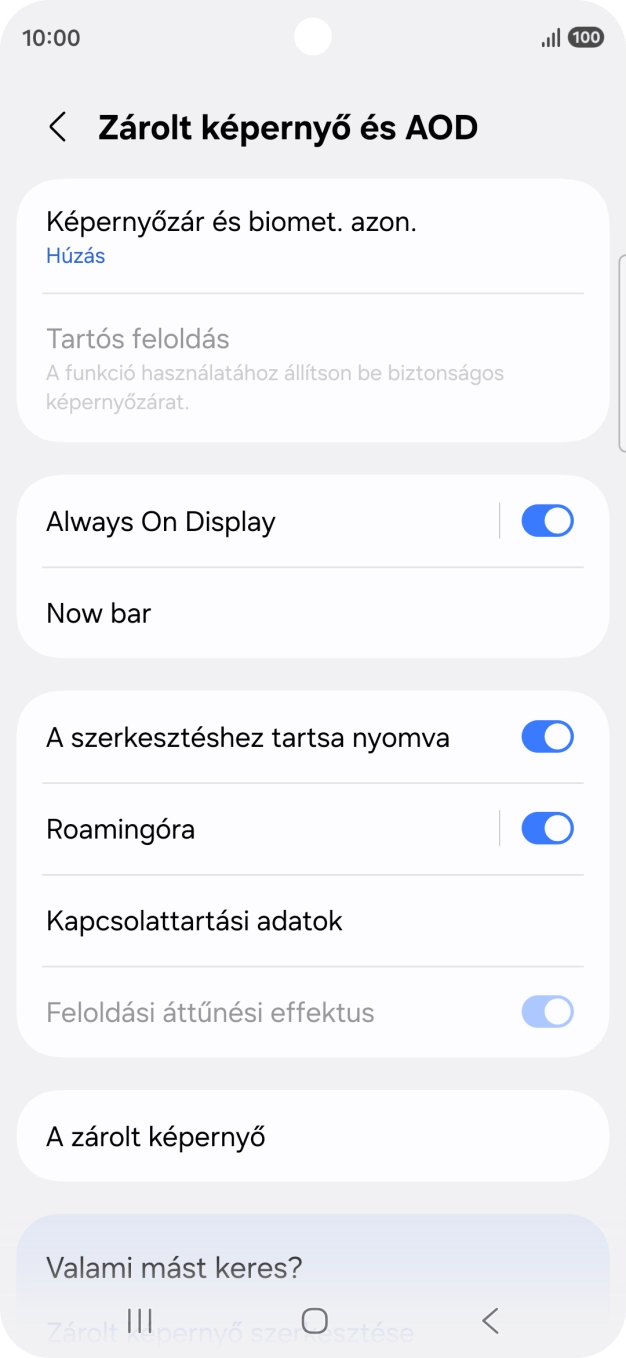 Válaszd a Képernyőzár és biomet. azon. lehetőséget.