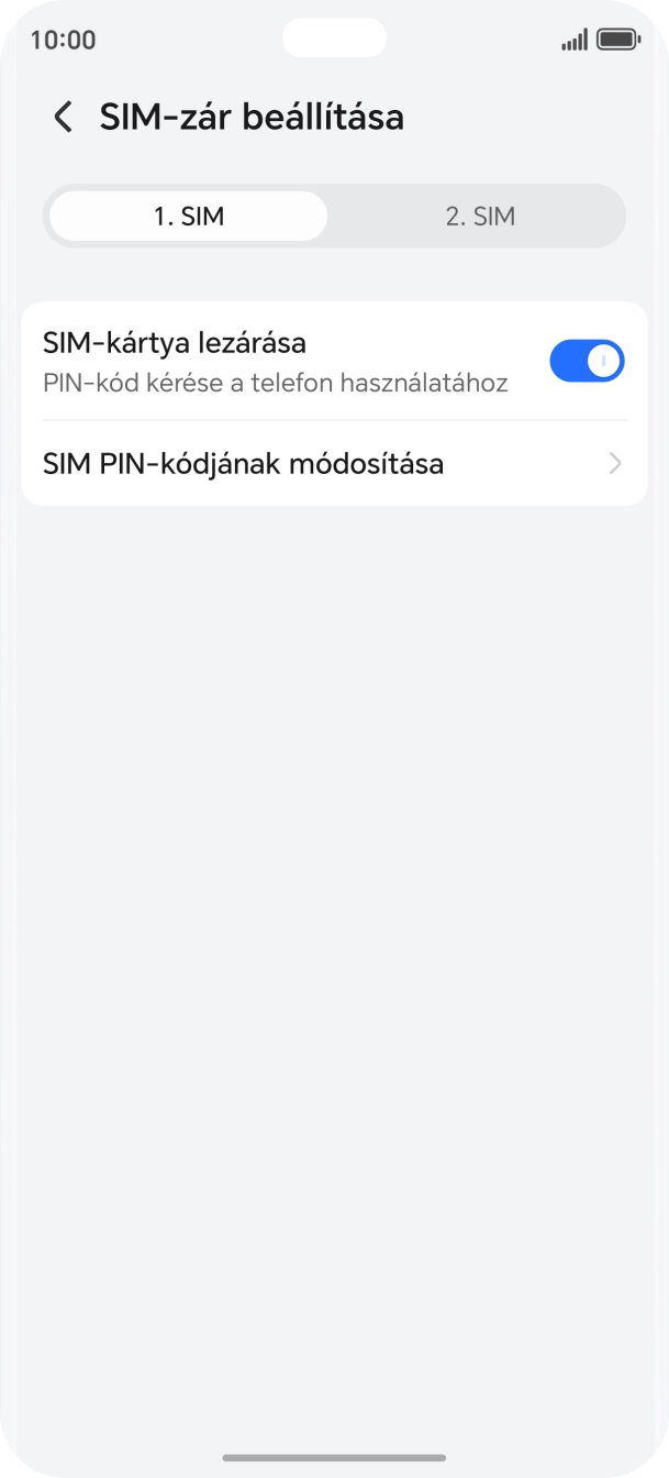 Kattints a „SIM-kártya lezárása” melletti csúszkára a funkció be- vagy kikapcsolásához. Kattints a „SIM-kártya lezárása” melletti csúszkára a funkció be- vagy kikapcsolásához.