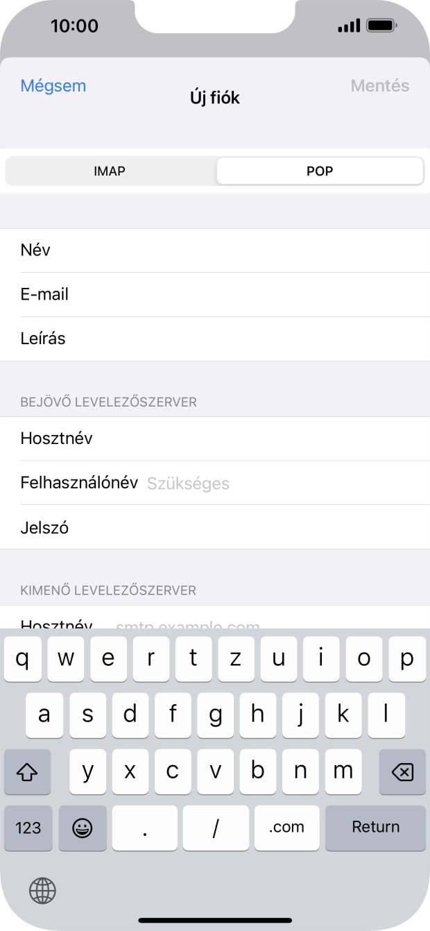 Kattints a Felhasználónév mezőre, és írd be az e-mail-fiókodhoz tartozó felhasználónevet.