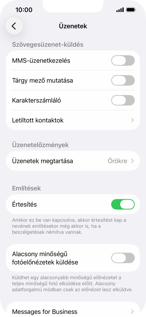 Kattints az „MMS-üzenetkezelés” melletti csúszkára a funkció bekapcsolásához. Kattints az „MMS-üzenetkezelés” melletti csúszkára a funkció bekapcsolásához.