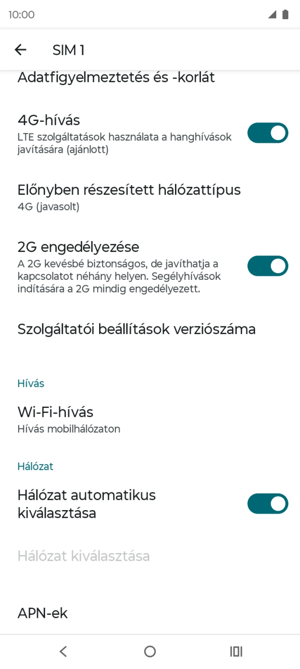 Válaszd az APN-ek lehetőséget. Válaszd az APN-ek lehetőséget.