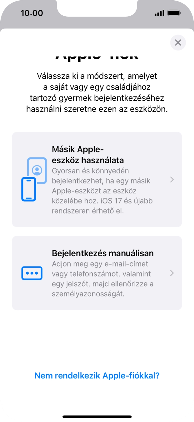 Válaszd a Bejelentkezés manuálisan lehetőséget. Válaszd a Bejelentkezés manuálisan lehetőséget.
