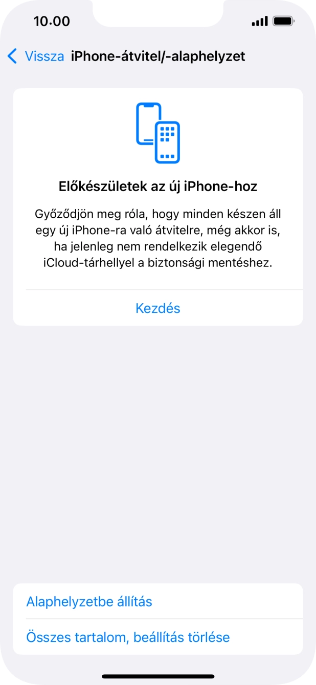 Válaszd az Alaphelyzetbe állítás lehetőséget.