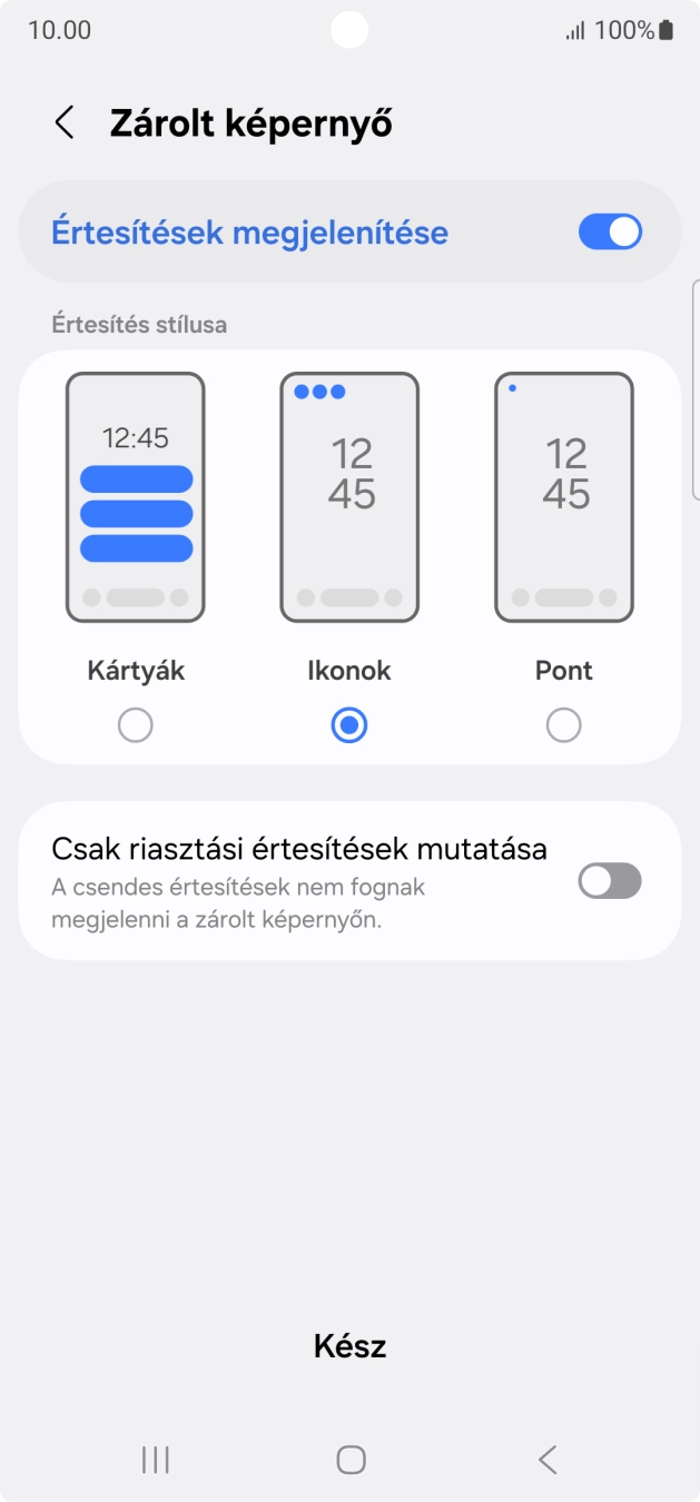 Válaszd a kívánt beállításokat a funkciók be- vagy kikapcsolásához.