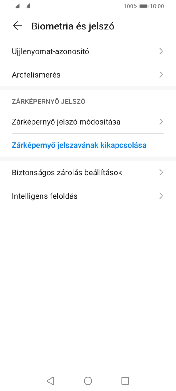 Válaszd a Zárképernyő jelszavának kikapcsolása lehetőséget.