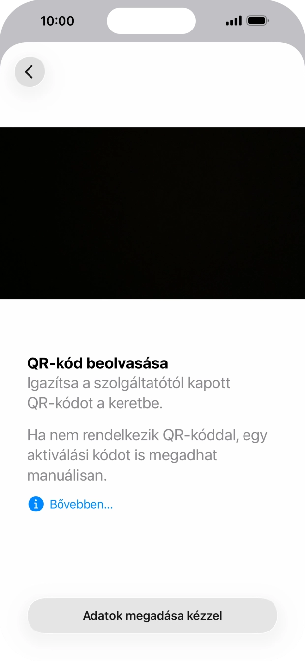 Helyezd az elküldött QR-kódot a telefon kameráján látható kereten belülre a kód beszkenneléséhez. Helyezd az elküldött QR-kódot a telefon kameráján látható kereten belülre a kód beszkenneléséhez.