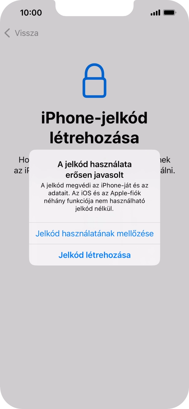 Ha kikapcsolod a funkciót, válaszd a Jelkód használatának mellőzése lehetőséget.