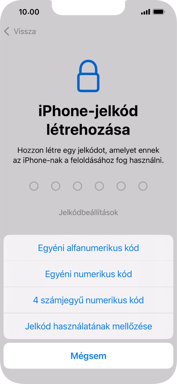 A képernyőzár használatának bekapcsolásához kövesd a képernyőn megjelenő utasításokat, vagy válaszd a Jelkód használatának mellőzése lehetőséget.