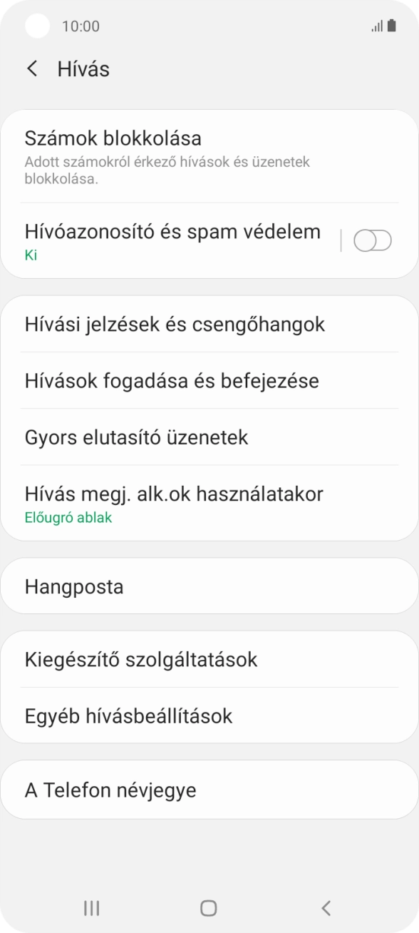 Válaszd a Kiegészítő szolgáltatások lehetőséget.