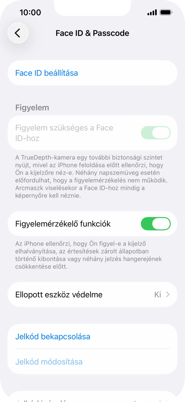 Válaszd a Jelkód bekapcsolása lehetőséget, és írj be kétszer egymás után egy tetszőleges képernyőzárkódot.