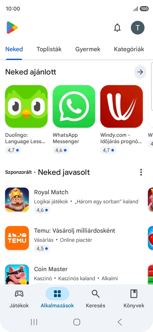 Válaszd a Keresés lehetőséget.