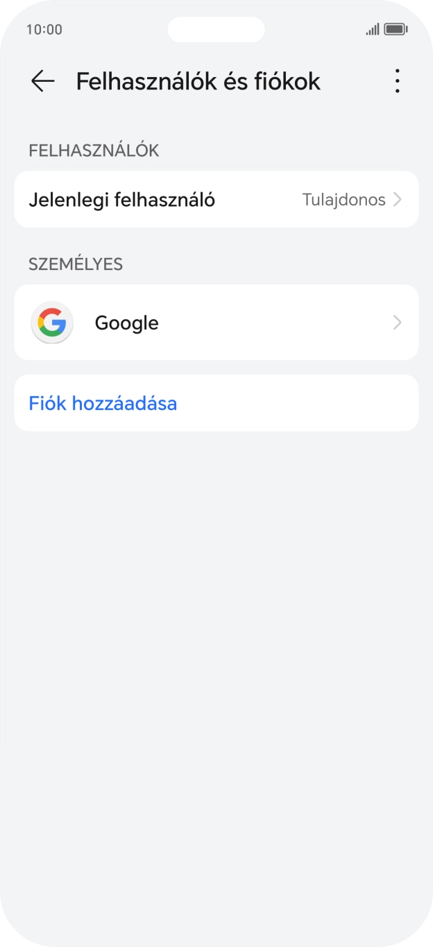 Válaszd a Fiók hozzáadása lehetőséget.